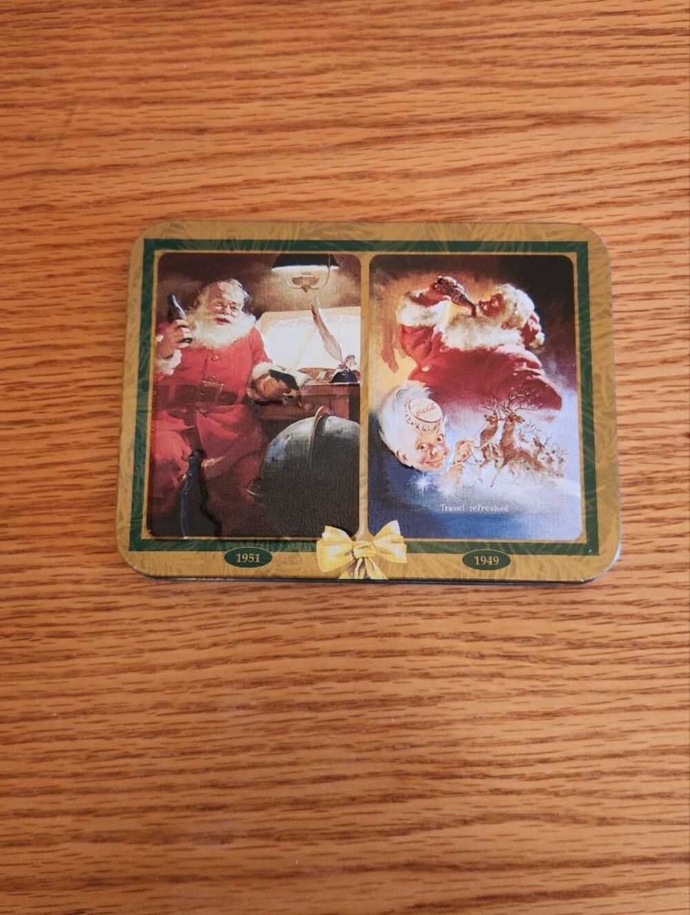 Holiday Collectible Coca Cola Santa Tin With Two Sets Of Playing Cards